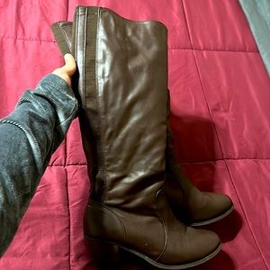 Brown leather boots